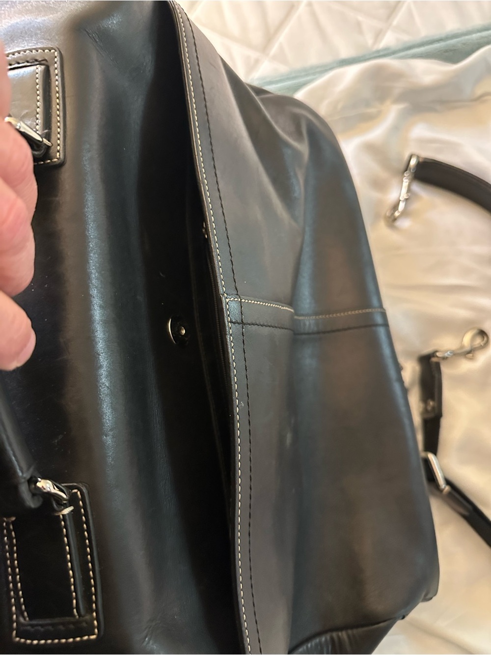 Coach Black Leather Messenger with Silver Buckle Accents - Picture 4 of 8